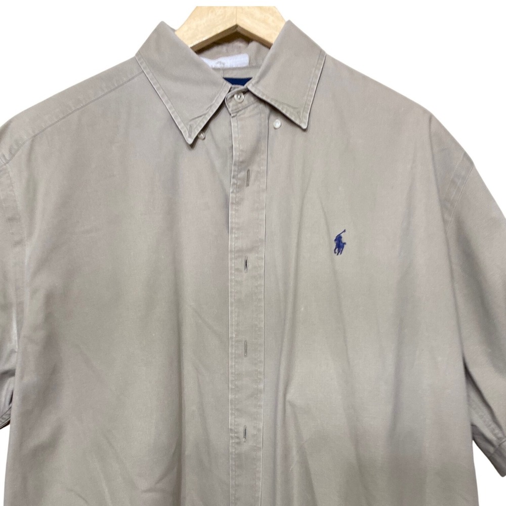 Polo Ralph Lauren Blaire Mens Tan Khaki Cotton Short Sleeve Button Down Shirt L - Picture 2 of 6